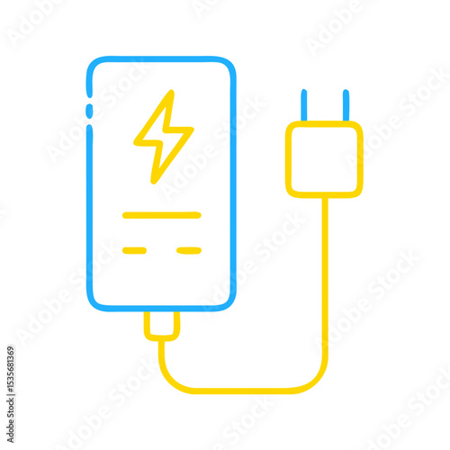 Charging icon with smartphone and plugin in modern flat design