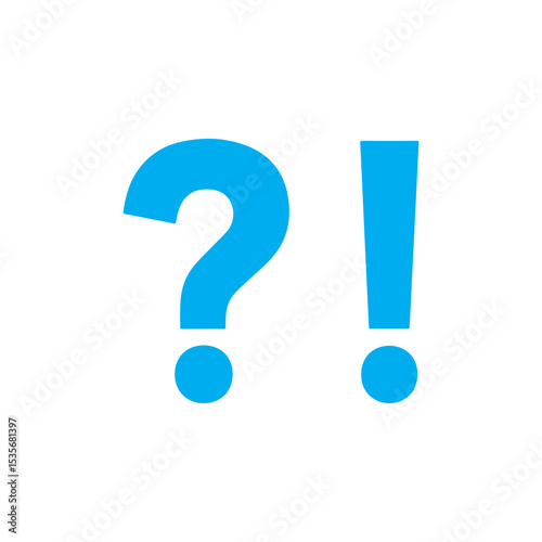 Blue question exclamation mark silhouette icon vector flat design.