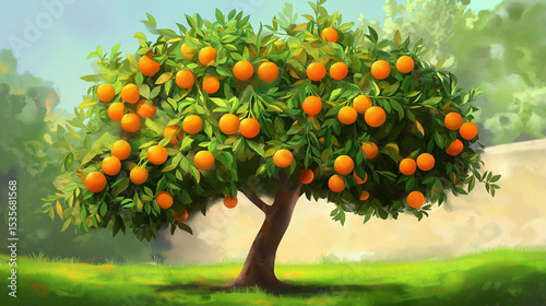 Lemon Tree Full of Yellow Lemons in Garden