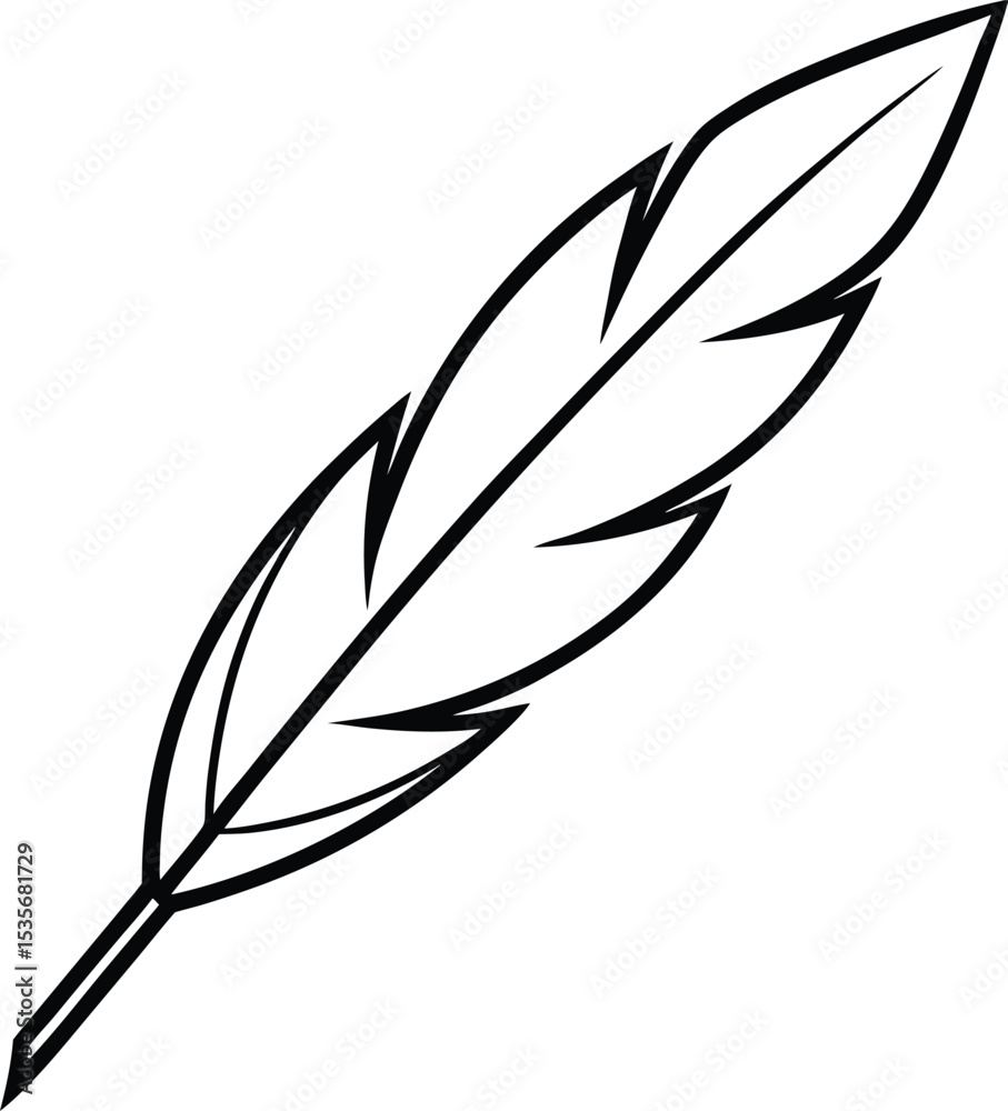 Obraz premium native american feather icon line art vector illustration on transparent background