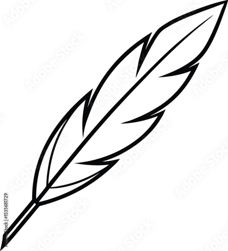 native american feather icon line art vector illustration on transparent background