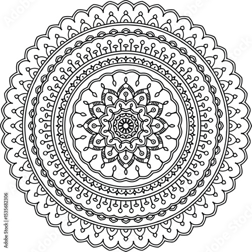 Elegant vintage floral round frame vector illustration for your design
