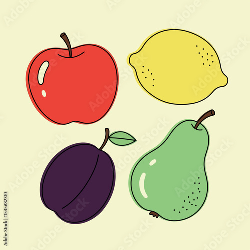Simple & Playful Fruit Collection Illustration