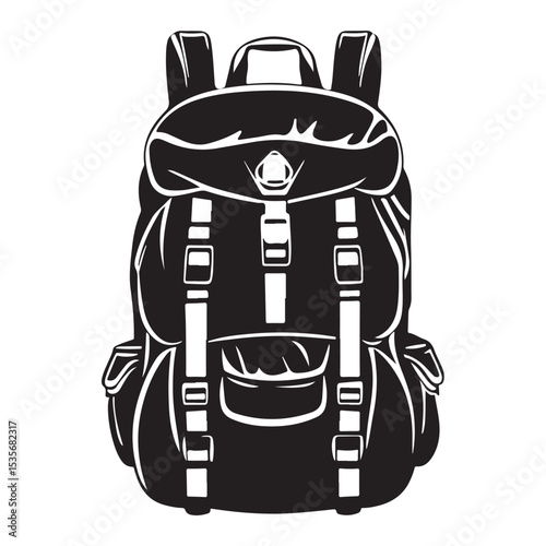 Forestry backpack black Tourist backpacks in a silhouette