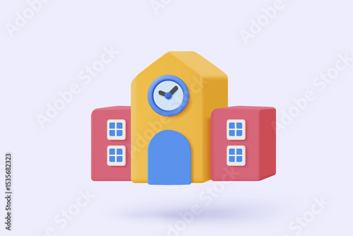 3d academic unique icon signs for primary preschool lesson. teaching skill for education in campus, back to school and study, university or college. 3d graduation icon vector render illustration