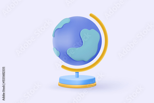 3d globe unique icon signs for teaching preschool lesson. teacher skill for education graduation, back to school and study, university or college. 3d worldwide symbolic icon vector render illustration