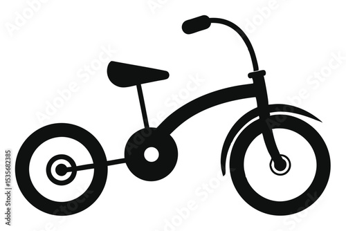 Black silhouette vector illustration of a classic tricycle for children's recreation and play