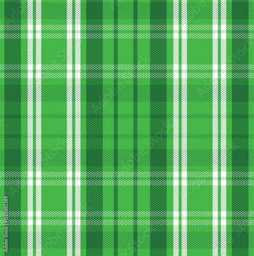 Green plaid seamless traditional scottish kilt pattern. Can be used as decoration fo saint Patrick Day or Christmas backdrop, fabric textile, blanket print.