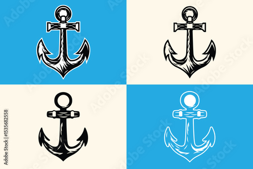 anchor icon vintage set