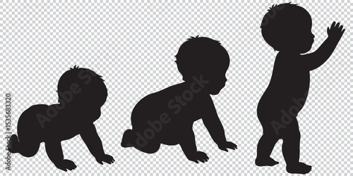Children kids silhouette set, vector silhouette of children eps 10