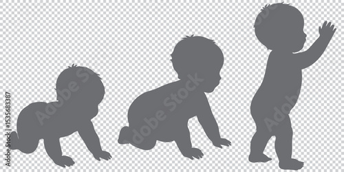 Children kids silhouette set, vector silhouette of children eps 10