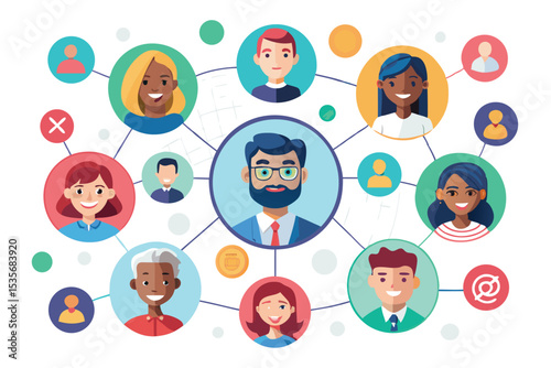 Diverse and interconnected network of people showcasing collaboration and global communication in business