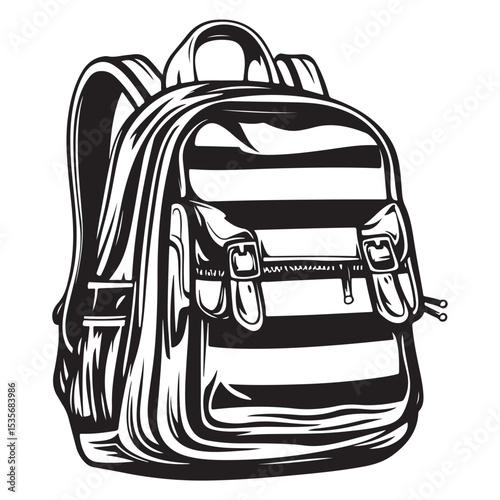 Forestry backpack black Tourist backpacks in a silhouette