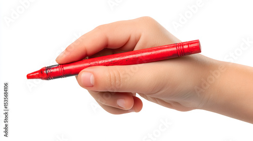 Hand Holding a Red Crayon
