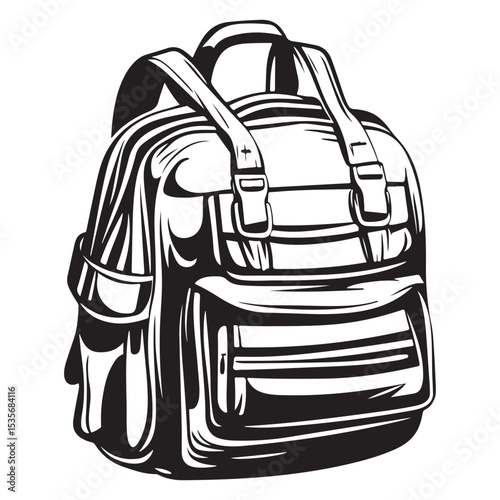 Forestry backpack black Tourist backpacks in a silhouette