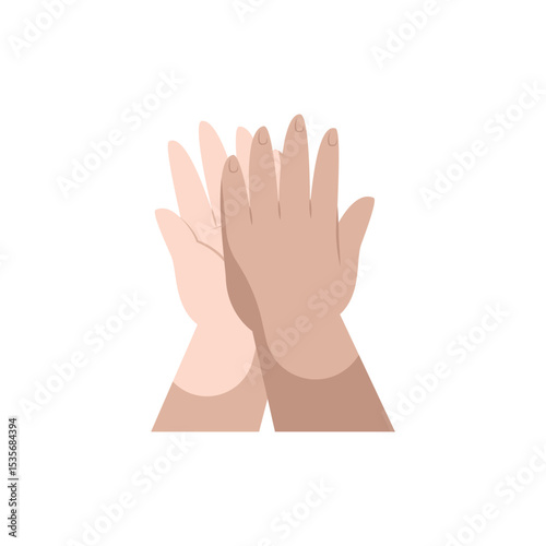 High Five flat icon with white background vector stock illustration