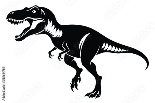 Fierce tyrannosaurus rex silhouette illustration depicting dinosaur isolated against white background
