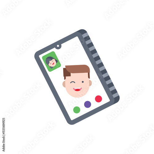 Video Call flat icon with white background vector stock illustration
