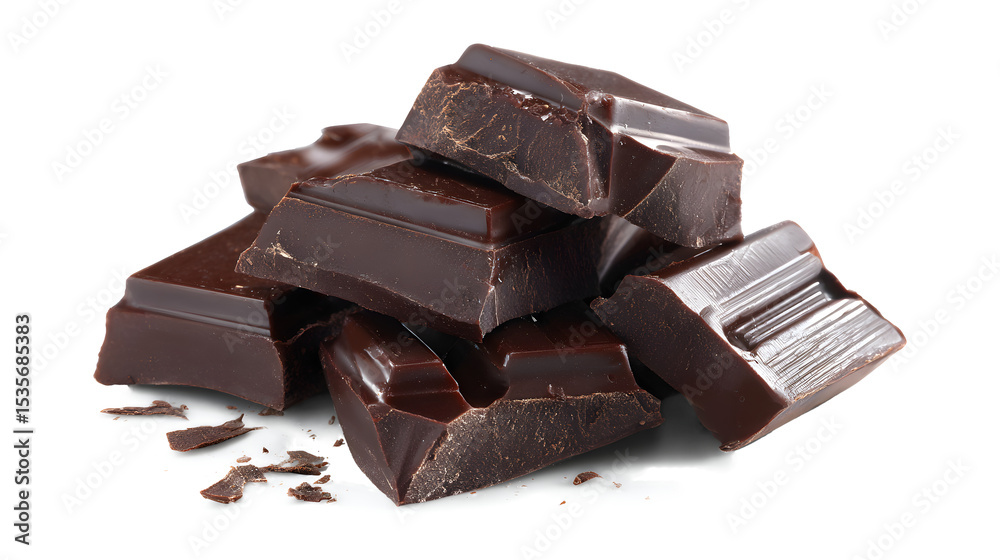 dark chocolate chunks high-quality cocoa, realistic dessert dark chocolate chunks high-quality cocoa, realistic dessert