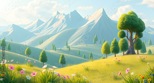 green grass, Open sky background, Landscape design, Summer meadow vector, Nature art, Grass and sky view, Beautiful horizon, Clear blue sky, Landscape flat design, Landscape clipart, Countryside field