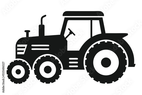 Silhouette of a detailed agricultural tractor vector illustration for farming and agriculture design