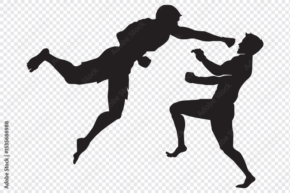 Naklejka premium set of taekwondo silhouette vector. Boxing and competition silhouettes vector image.