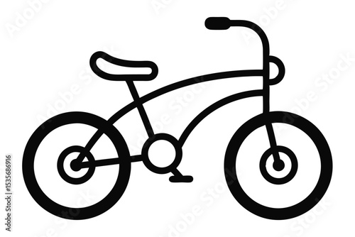 Simple black and white bicycle illustration depicting a classic cruiser or city bike