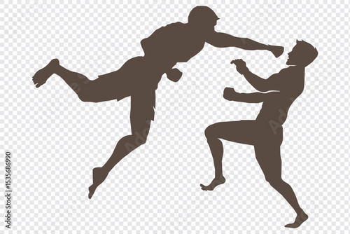Man doing boxing moves exercise. Jab Cross Hook and Uppercut movement. Shadow boxing. Flat vector illustration isolated on white background.