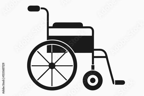 Simple black and white illustration of a wheelchair depicting mobility and disability services