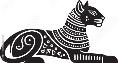 Black and White Jaguar Vector Illustration – Minimalist Wild Cat Silhouette Art