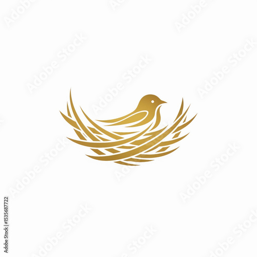 Golden Bird in Nest Logo