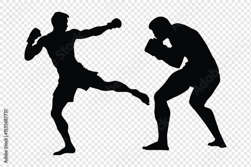 silhouettes of boxing player is isolated on a white background