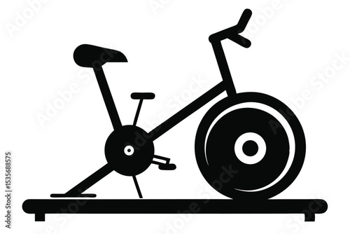 Stationary exercise bike silhouette vector illustration isolated on white background simple fitness concept