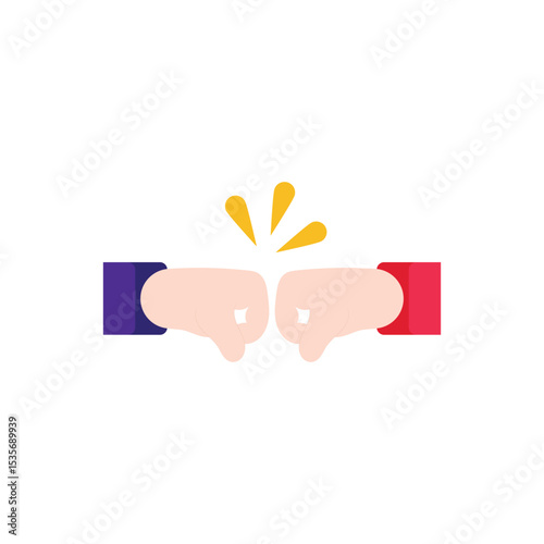 First Bump flat icon with white background vector stock illustration