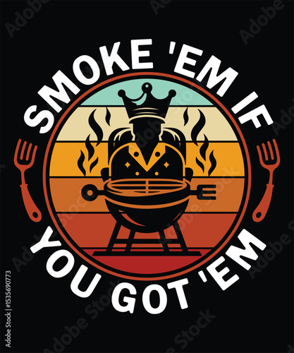 Retro Vintage BBQ Smoking Pig Grill Master T-shirt Design