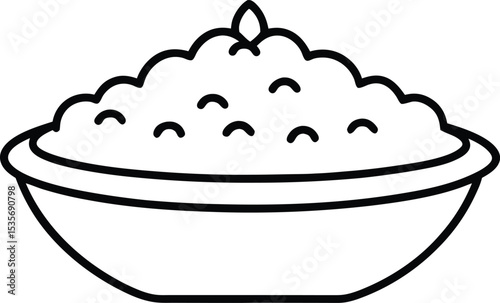 stuffing dish icon line art vector illustration on transparent background