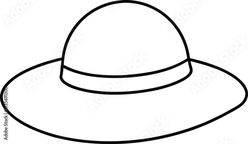 sun hat icon line art vector illustration on transparent background