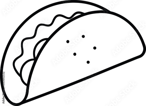 taco icon line art vector illustration on transparent background