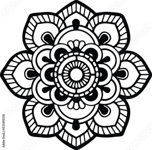 Abstract floral seamless pattern, a round ornamental vector design with a vintage, ornate, oriental mandala illustration perfect for a decorative wallpaper element