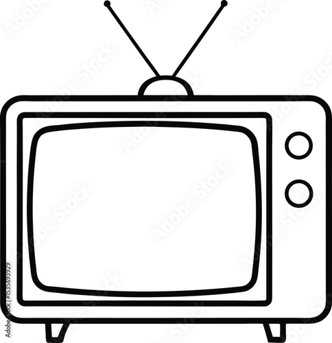tv icon line art vector illustration on transparent background