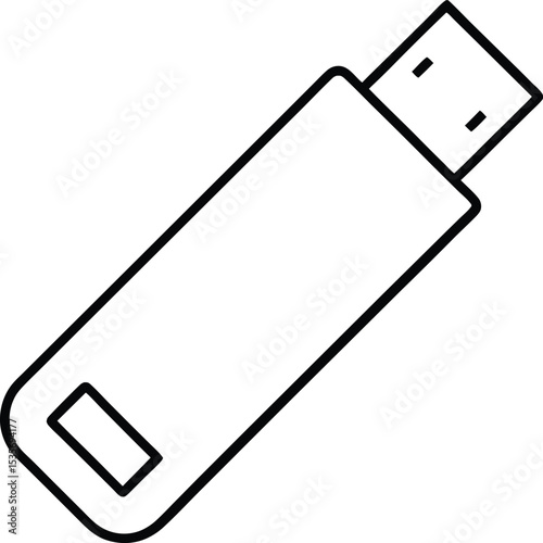 usb flash drive icon line art vector illustration on transparent background