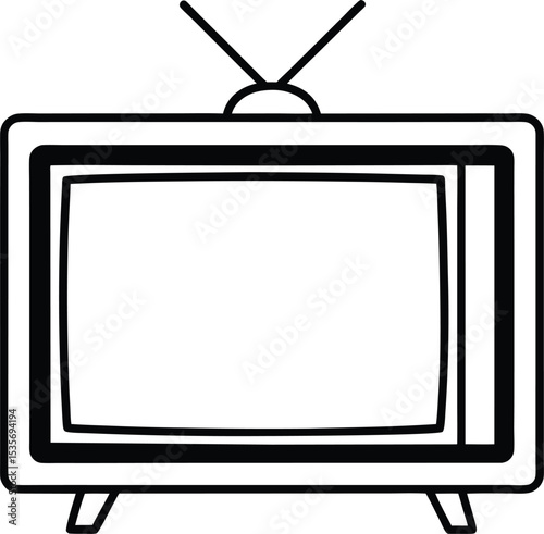 tv icon line art vector illustration on transparent background