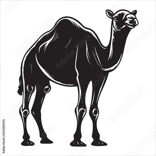 camel vector silhouette, dromedary camel silhouette vector illustration