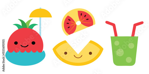 Cheerful cartoon summer icons a collection of bright and fun summertime illustrations