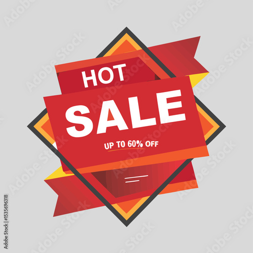 Hot Sale background template with burning tag. Discount label special offer shopping banner