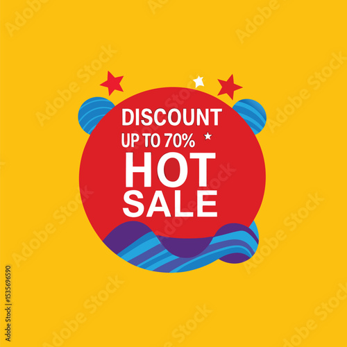 Hot Sale background template with burning tag. Discount label special offer shopping banner