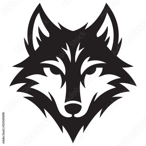 Wolf Head Vector Silhouette – Bold Black and White Wild Animal Logo Design