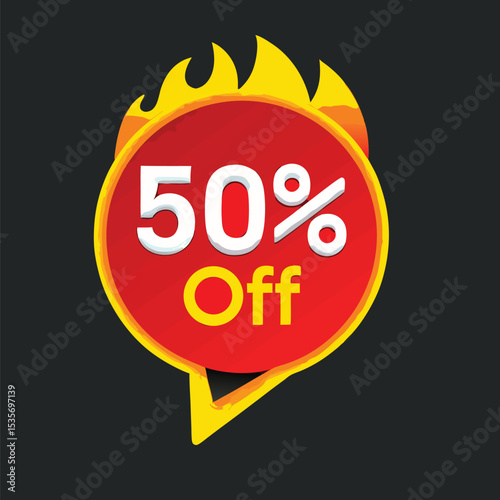 Hot Sale background template with burning tag. Discount label special offer shopping banner