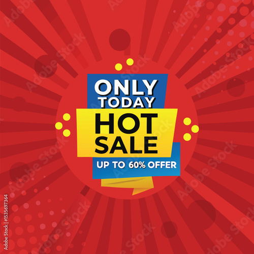Hot Sale background template with burning tag. Discount label special offer shopping banner