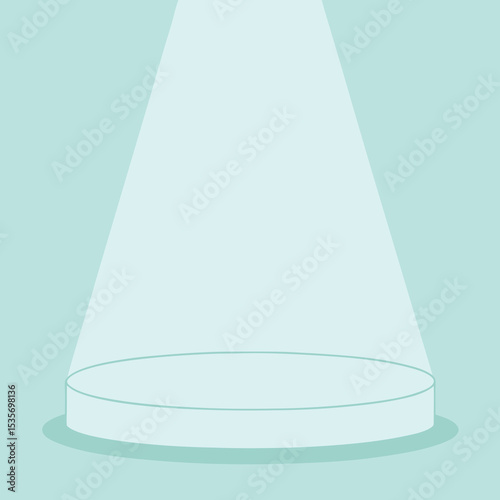 Simple Minimalist Podium with Spotlight in Soft Pastel Blue Perfect for Product Mockups Presentations and Design Projects with a Clean and Modern Aesthetic